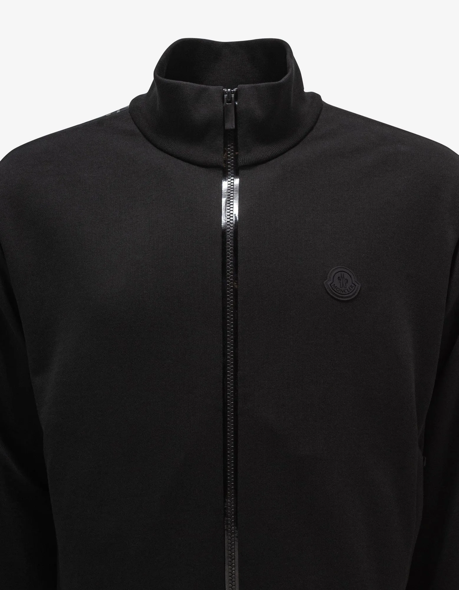 Moncler Black Logo Sleeve Zip Funnel Sweatshirt sold by Zoo Fashions product image thumbnail 5