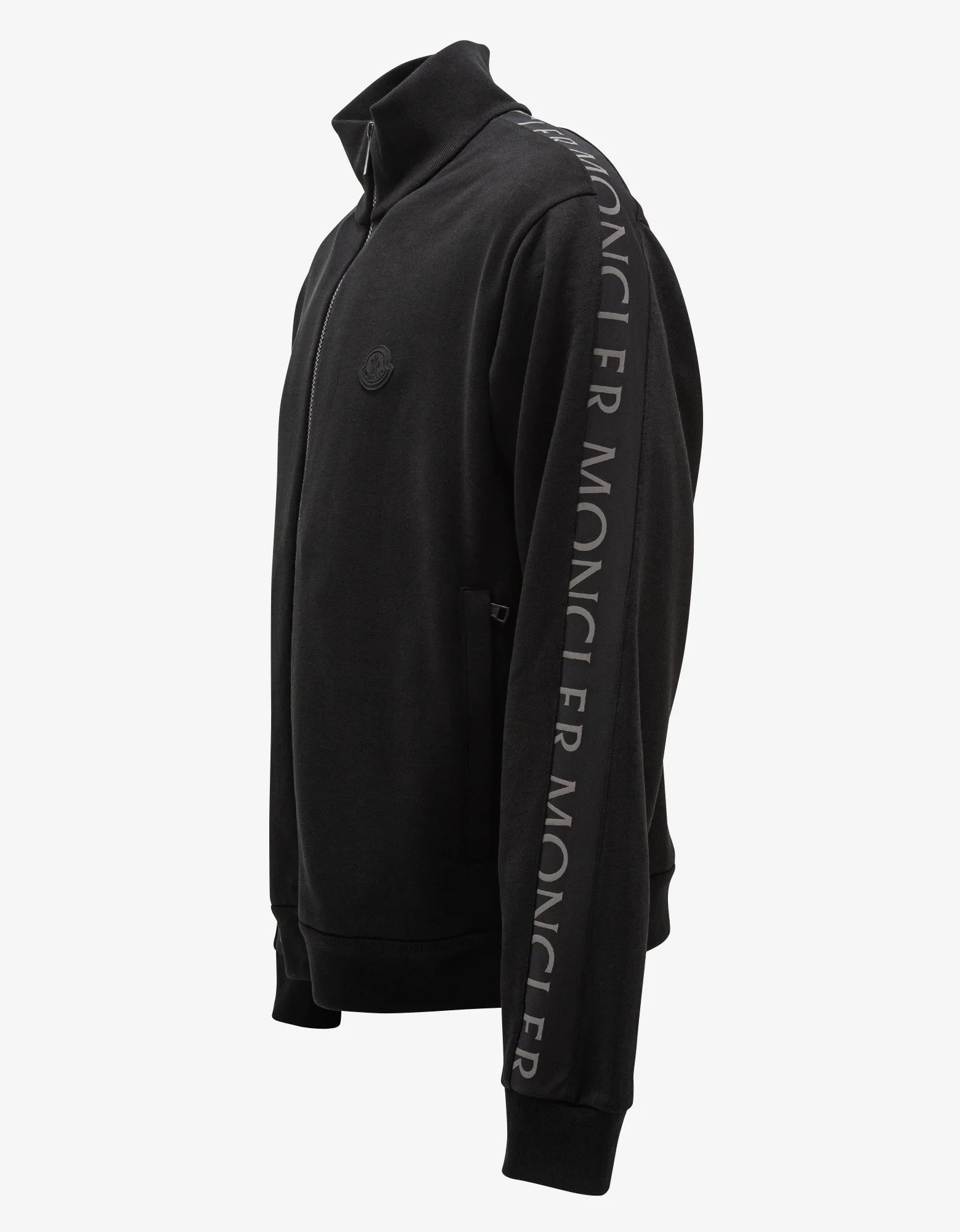 Moncler Black Logo Sleeve Zip Funnel Sweatshirt sold by Zoo Fashions product image thumbnail 3