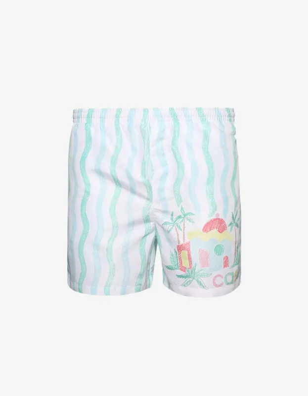 Casablanca White Maison Memphis Printed Swim Shorts sold by Zoo Fashions