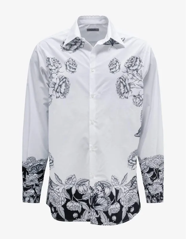 Valentino White Dark Blooming Print Oversized Shirt sold by Zoo Fashions