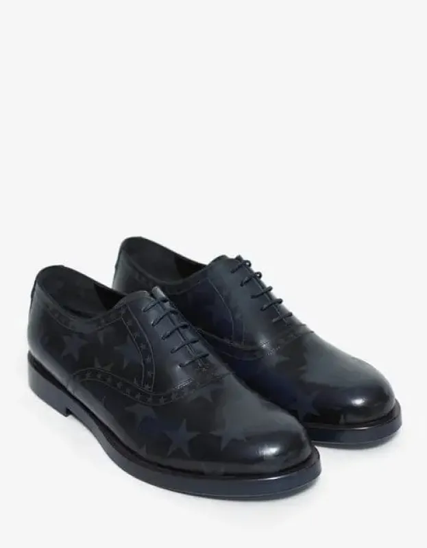 Valentino Midnight Blue Star Print Oxford Shoes sold by Zoo Fashions