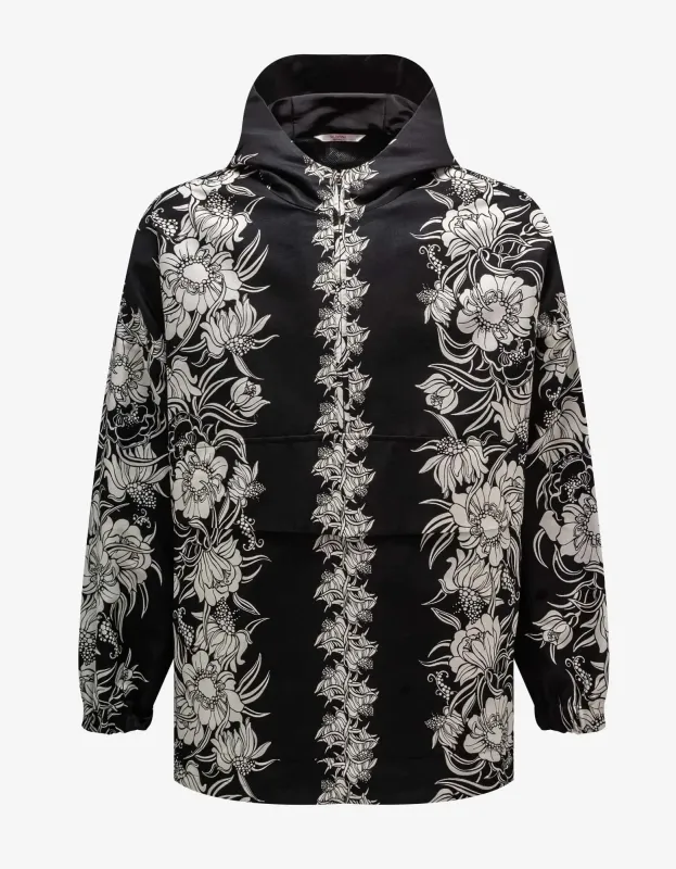 Valentino Black Street Flowers Daisyland Print Anorak sold by Zoo Fashions