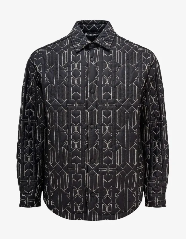 Palm Angels Grey All-over Monogram Overshirt sold by Zoo Fashions