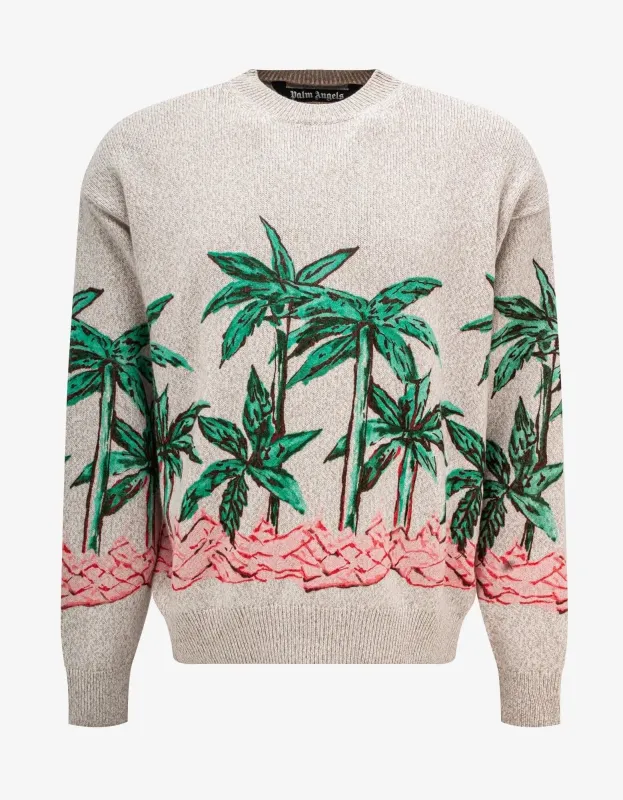 Palm Angels Cream Palms Row Printed Sweater sold by Zoo Fashions