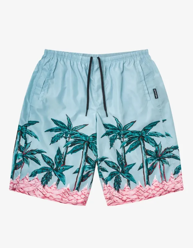 Palm Angels Blue Palms Row Long Swim Shorts sold by Zoo Fashions