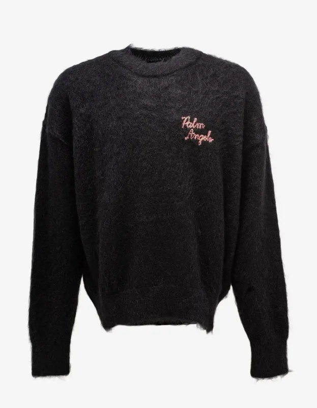 Palm Angels Black Sprayed Palm Intarsia Sweater sold by Zoo Fashions