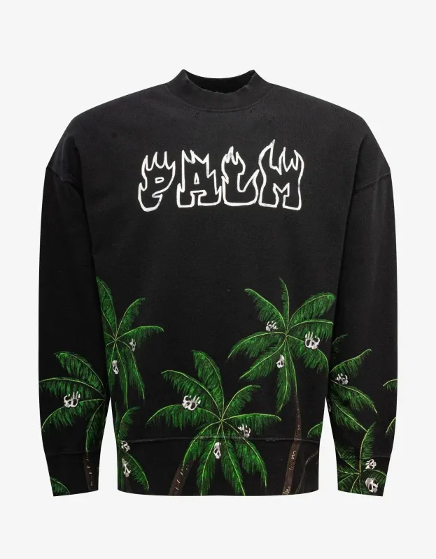 Palm Angels Black Palms & Skull Sweatshirt sold by Zoo Fashions