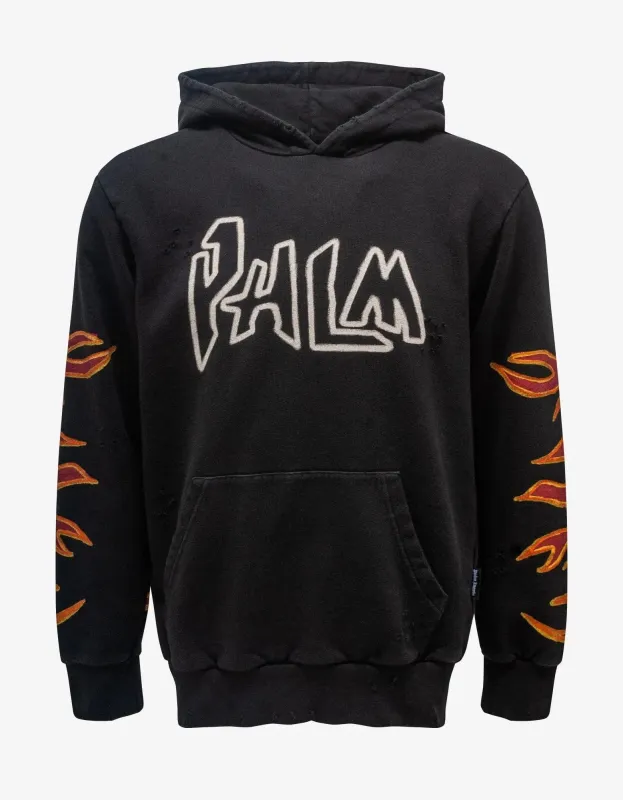 Palm Angels Black Graffiti Flames Hoodie sold by Zoo Fashions
