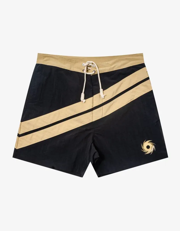 Palm Angels Black Diagonal Surf Swim Shorts sold by Zoo Fashions