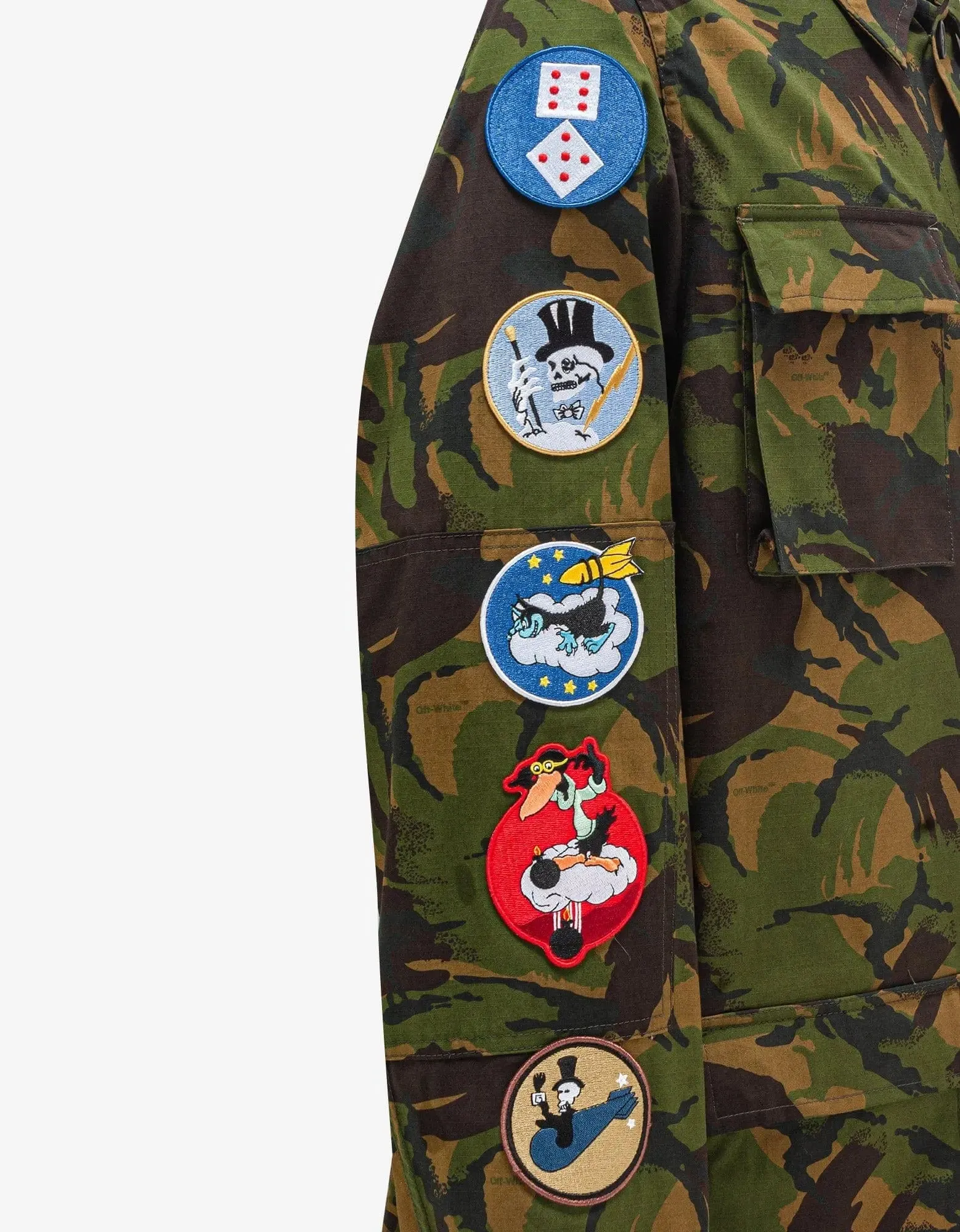 Off-White Green Camouflage Patch Field Jacket sold by Zoo Fashions product image thumbnail 4