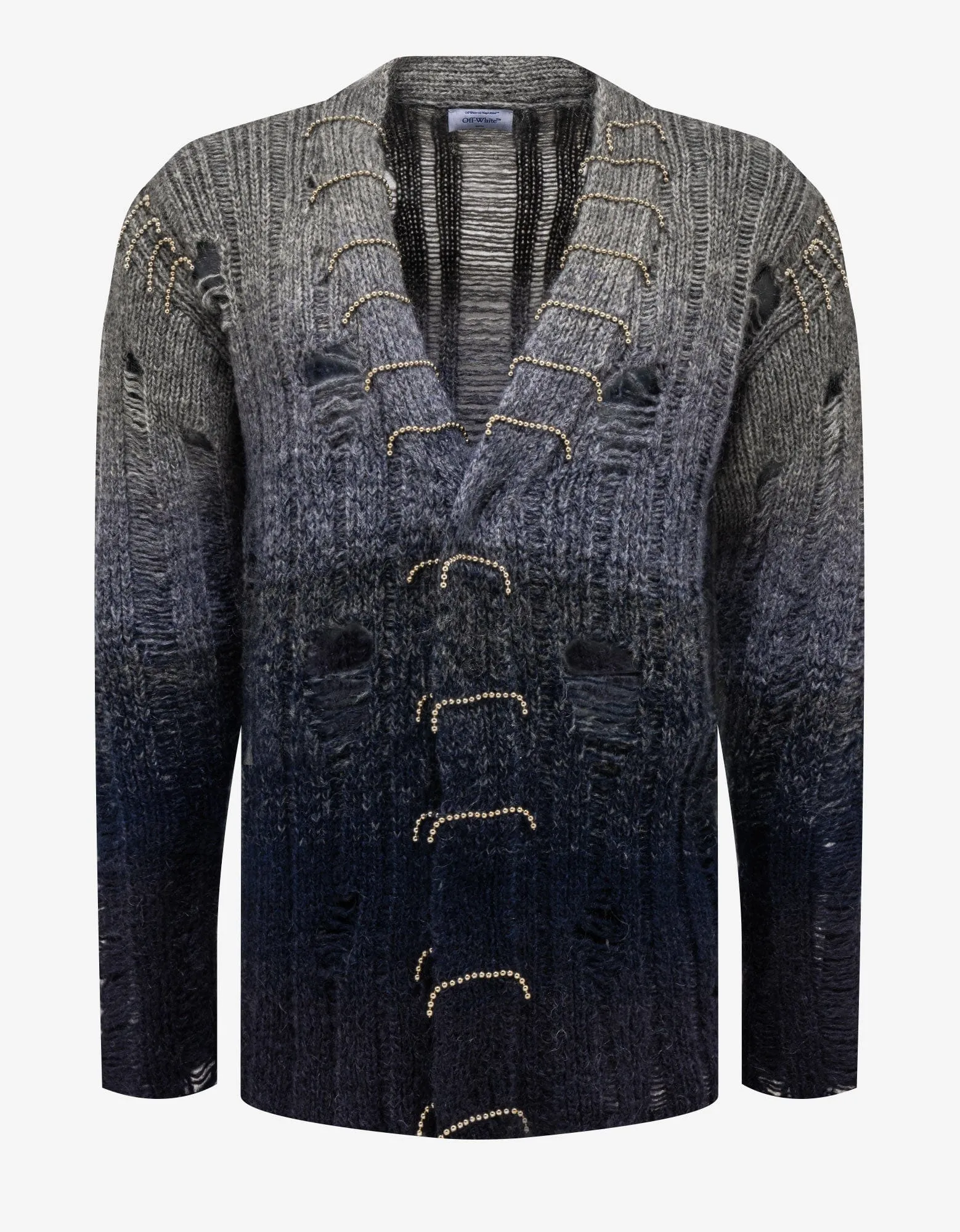 Off-White Grey Punk Pearl Degrade Cardigan sold by Zoo Fashions