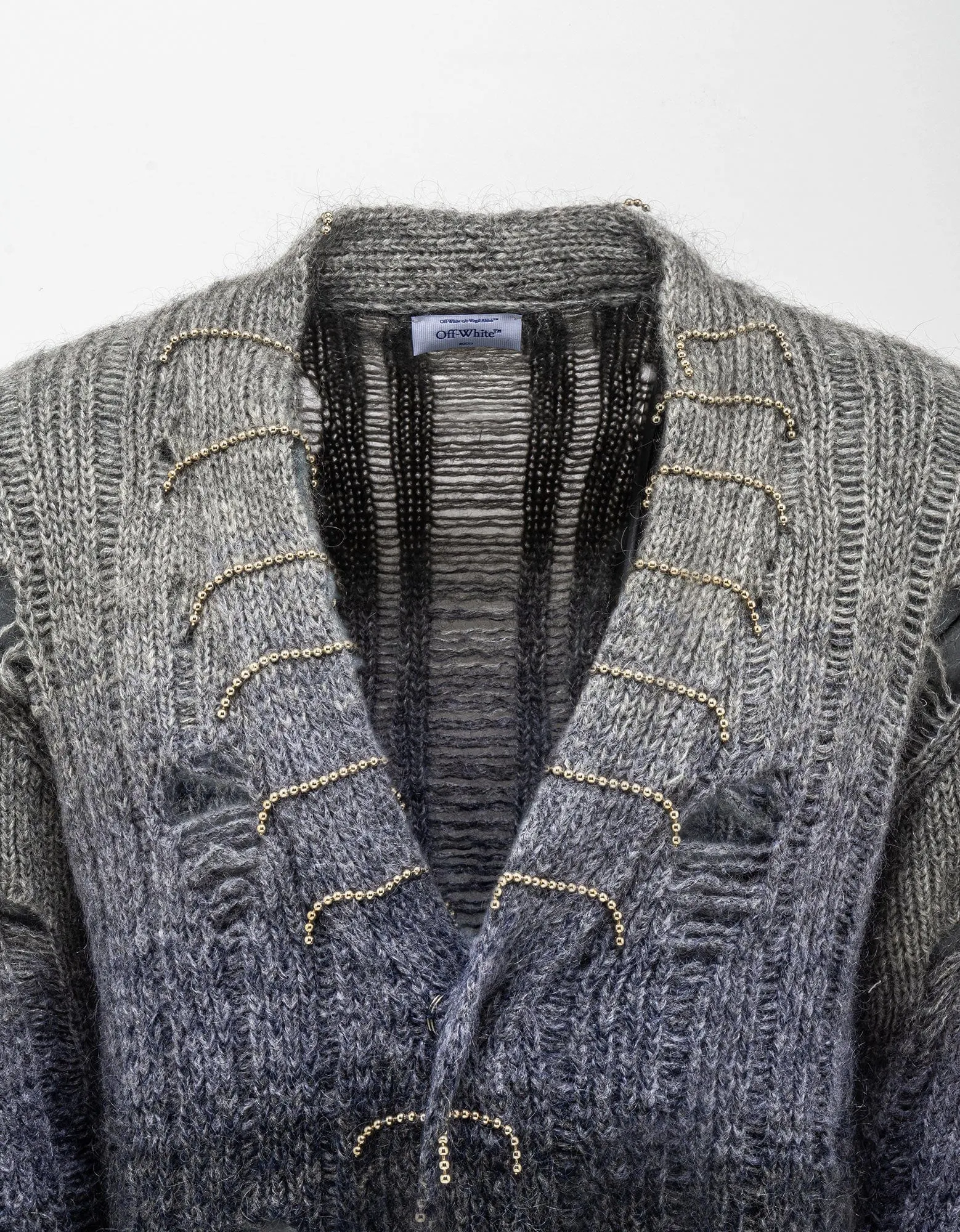 Off-White Grey Punk Pearl Degrade Cardigan sold by Zoo Fashions product image thumbnail 3