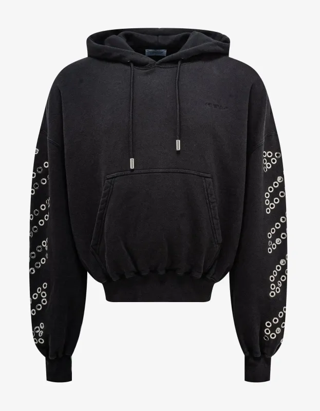 Off-White Black Eyelet Diags Hoodie made by Off-White
