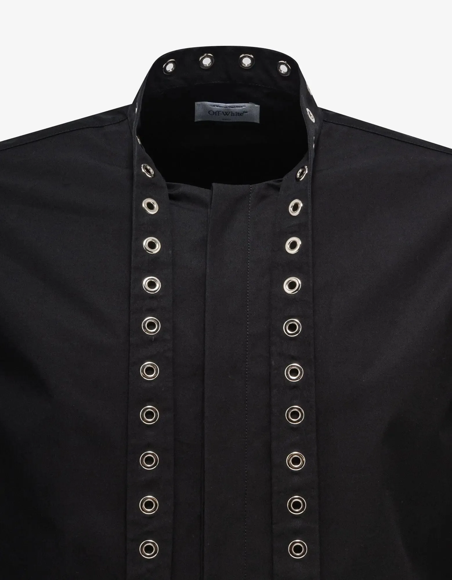 Off-White Black Eyelet Collar Shirt sold by Zoo Fashions product image thumbnail 3