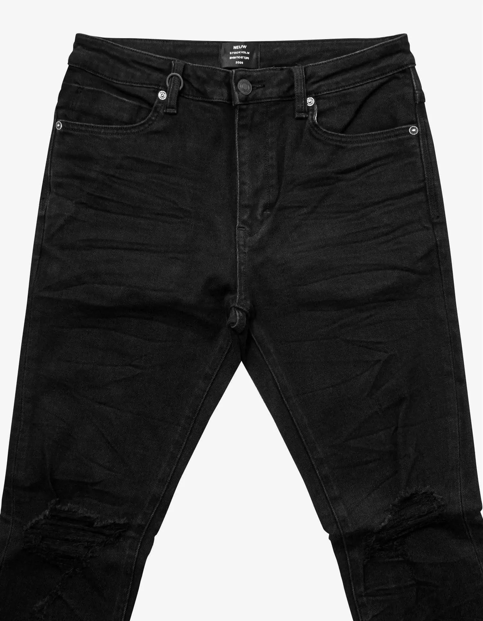 Neuw Rebel Skinny Friction Distressed Black Jeans sold by Zoo Fashions product image thumbnail 3