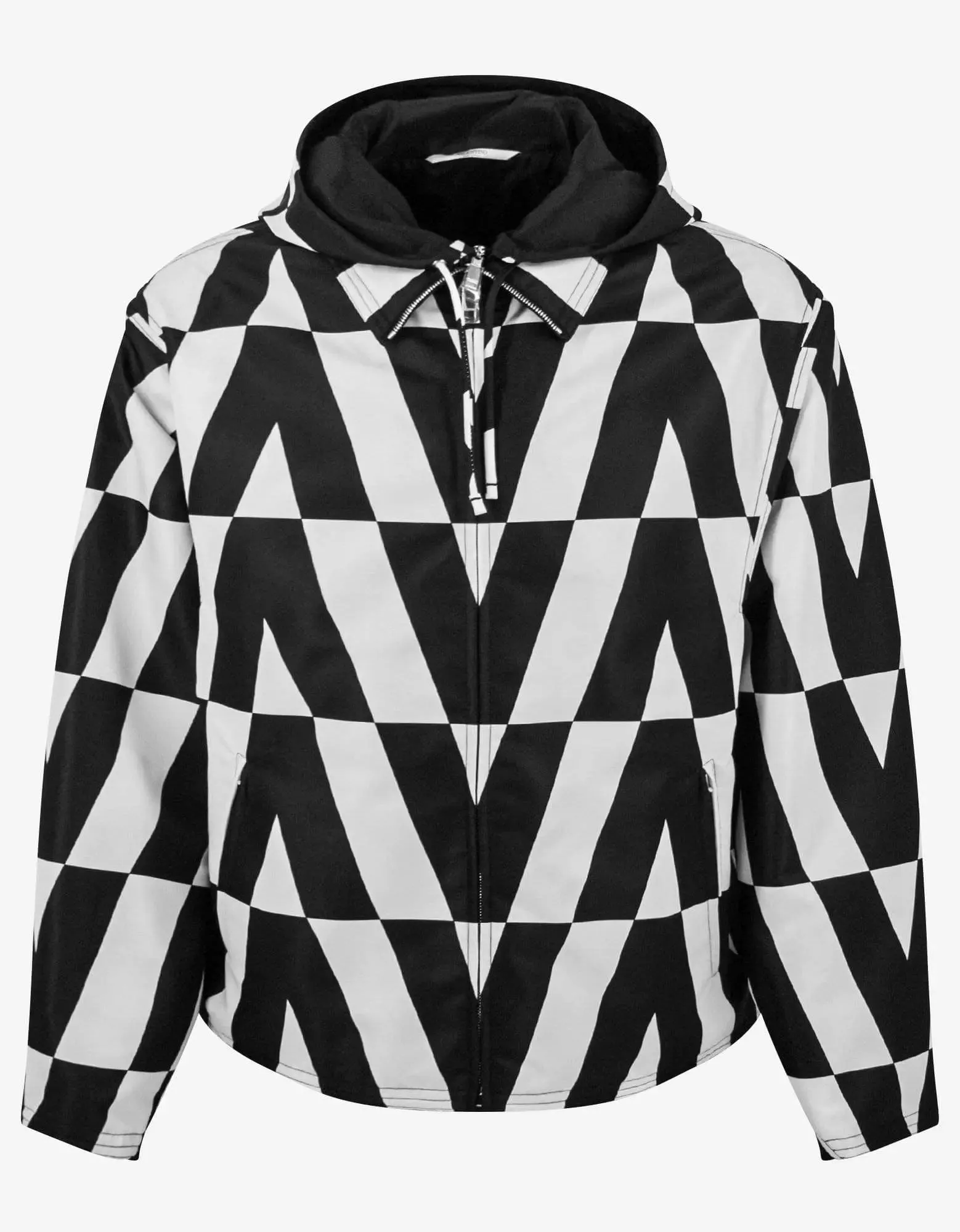 Valentino Black & White Logo Monogram Nylon Windbreaker sold by Zoo Fashions