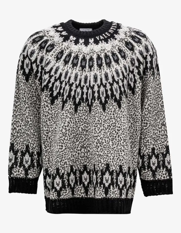 Valentino Animalier Graphic Wool Sweater sold by Zoo Fashions