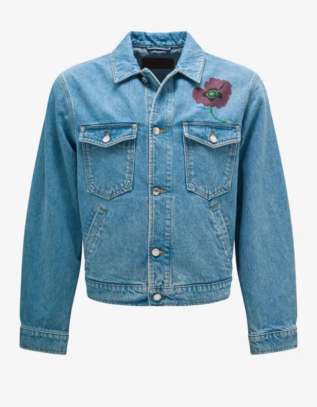 Kenzo Sky Blue Kenzo Poppy Denim Jacket sold by Zoo Fashions
