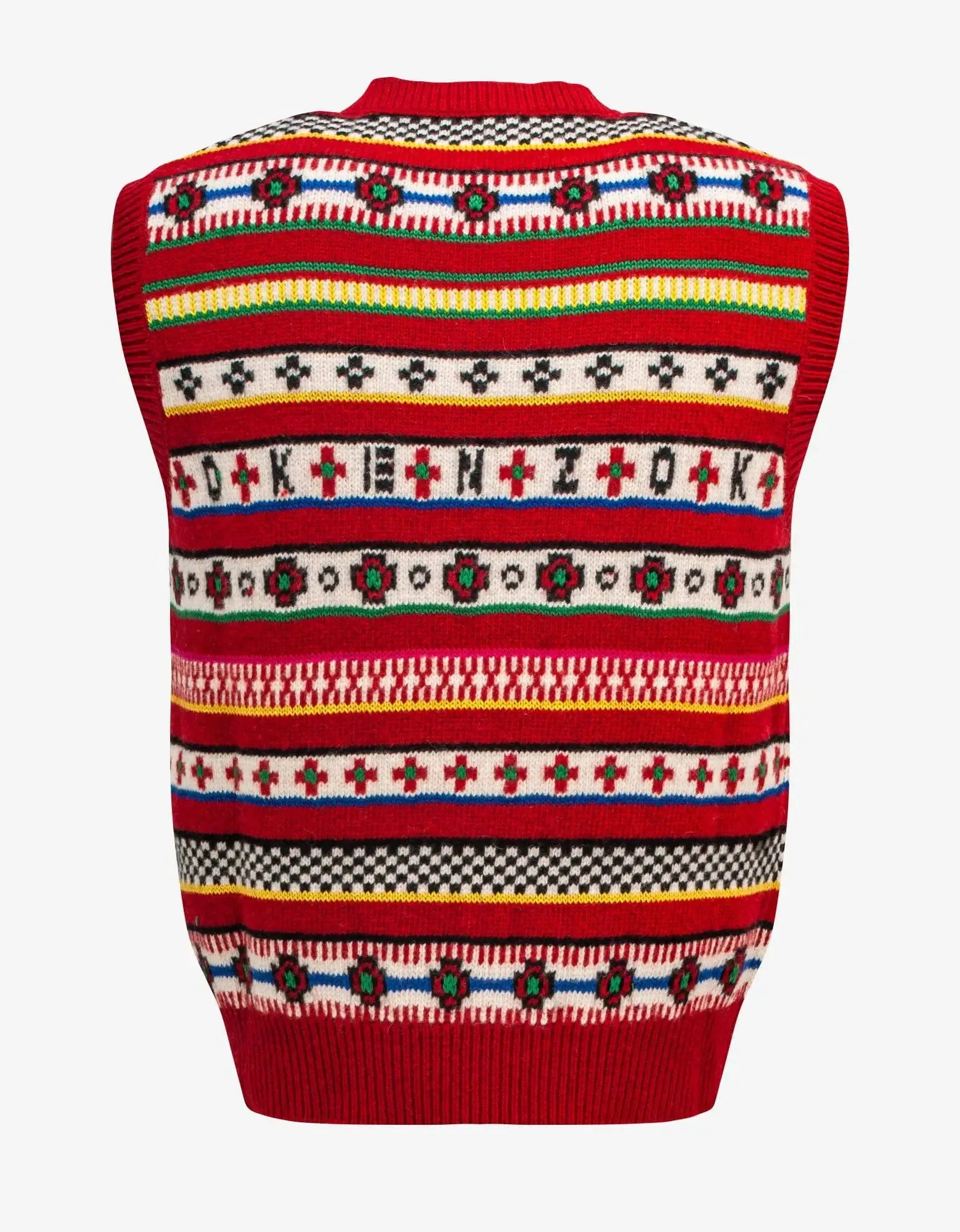 Kenzo Red Fair Isle Jacquard Sleeveless Jumper sold by Zoo Fashions product image thumbnail 2
