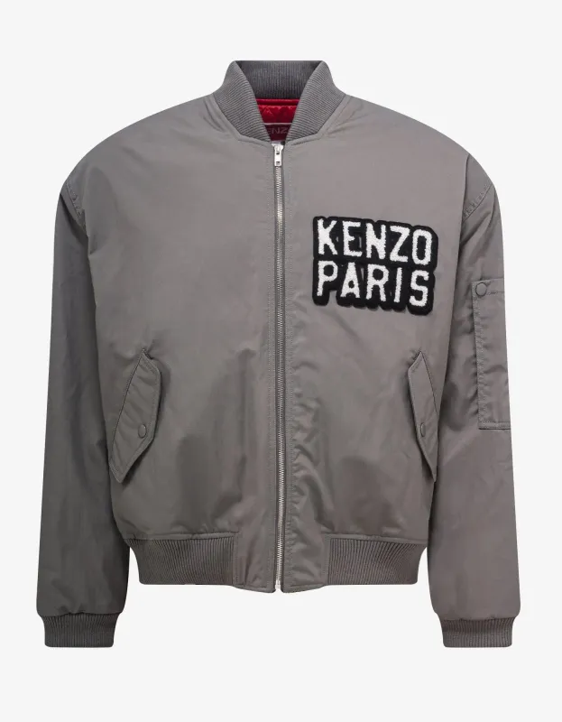 Kenzo Grey 'Kenzo Elephant' Bomber Jacket sold by Zoo Fashions