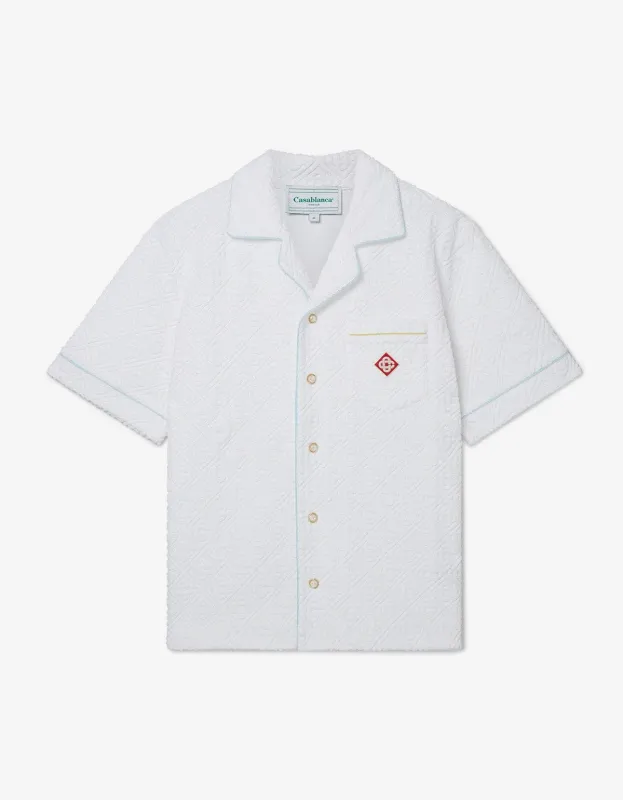 Casablanca White Monogram Towelling Shirt sold by Zoo Fashions