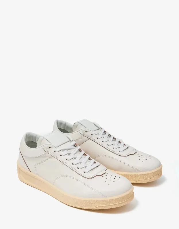 Jil Sander White Ecru Leather Trainers sold by Zoo Fashions