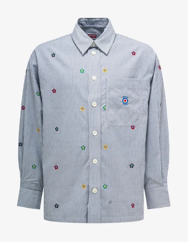 Kenzo Grey 'Kenzo Target Embroidered Striped Shirt sold by Zoo Fashions