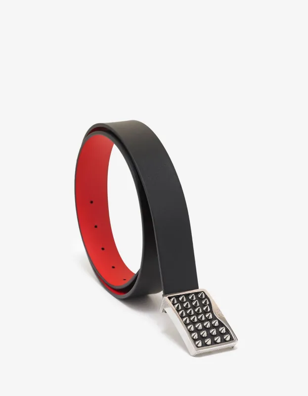 Christian Louboutin Louis Spikes Buckle Black Belt sold by Zoo Fashions
