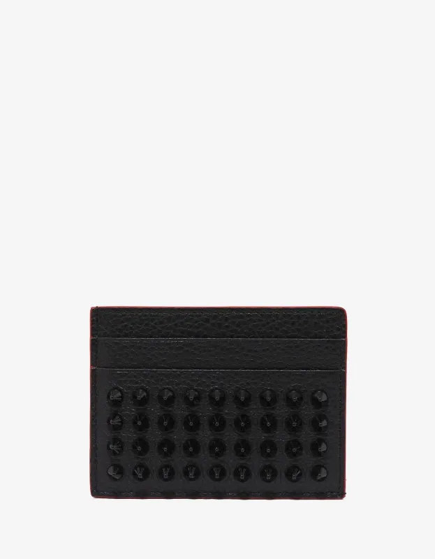 Christian Louboutin Kios Black Grain Leather Spikes Card Holder - sold by Zoo Fashions