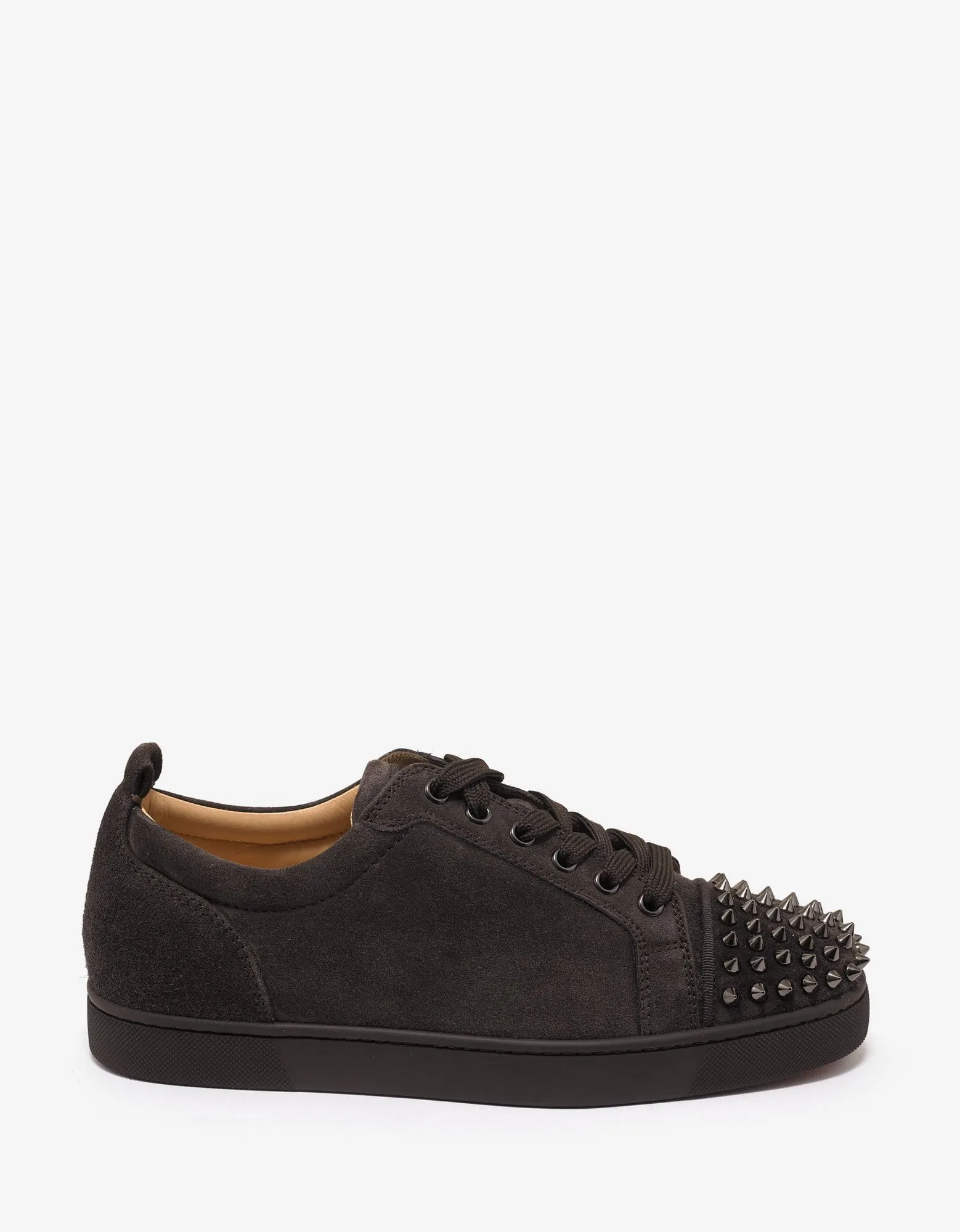 Christian Louboutin Louis Junior Spikes Flat Réglisse Brown Suede Trainers - sold by Zoo Fashions product image thumbnail 2