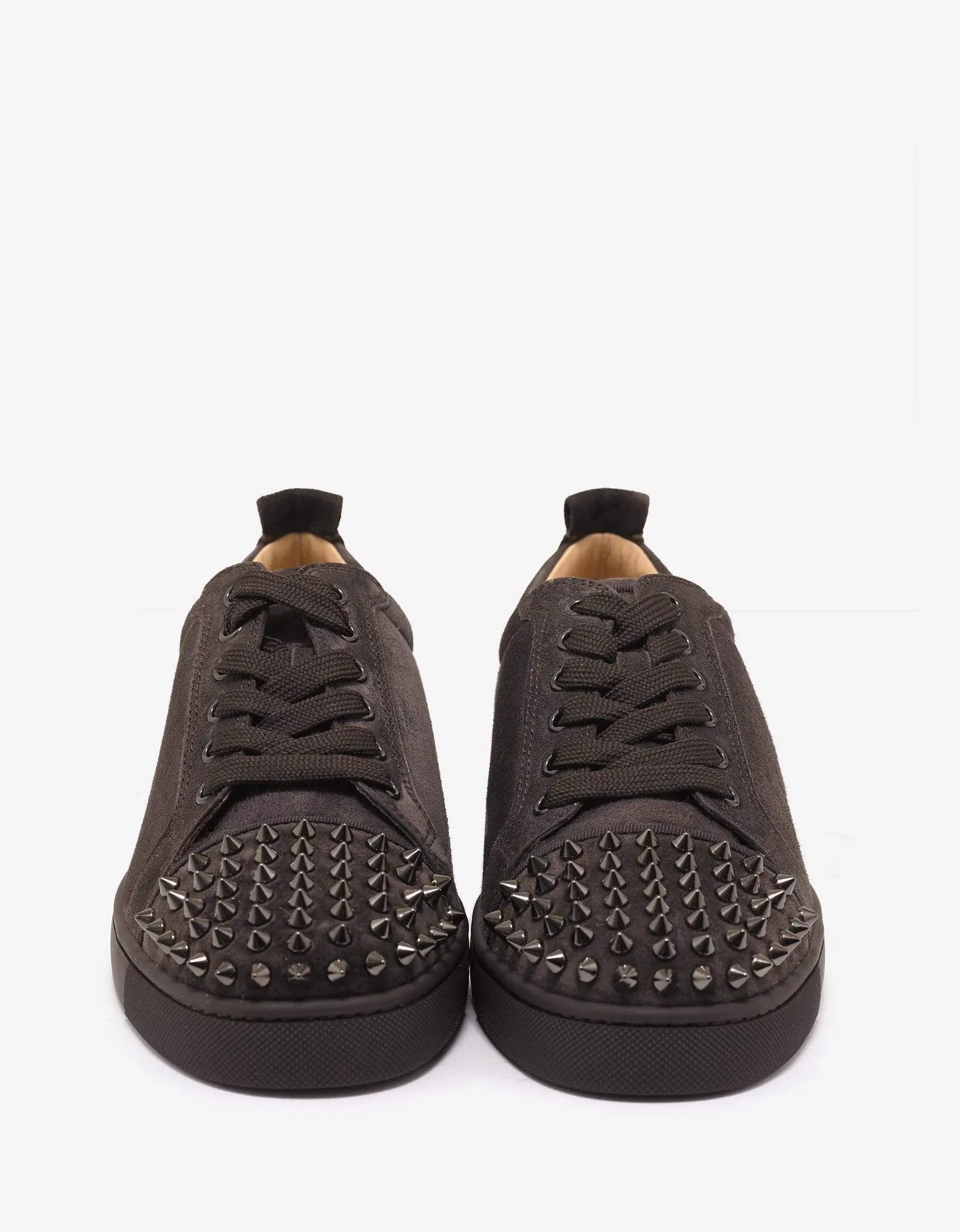 Christian Louboutin Louis Junior Spikes Flat Réglisse Brown Suede Trainers - sold by Zoo Fashions product image thumbnail 4