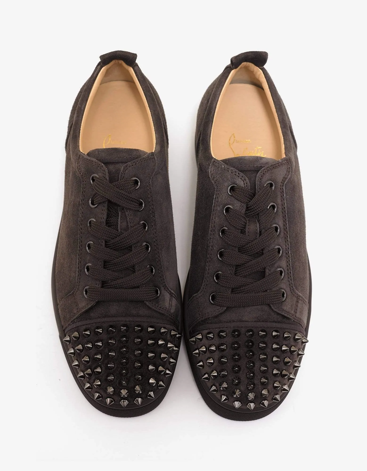 Christian Louboutin Louis Junior Spikes Flat Réglisse Brown Suede Trainers - sold by Zoo Fashions product image thumbnail 5