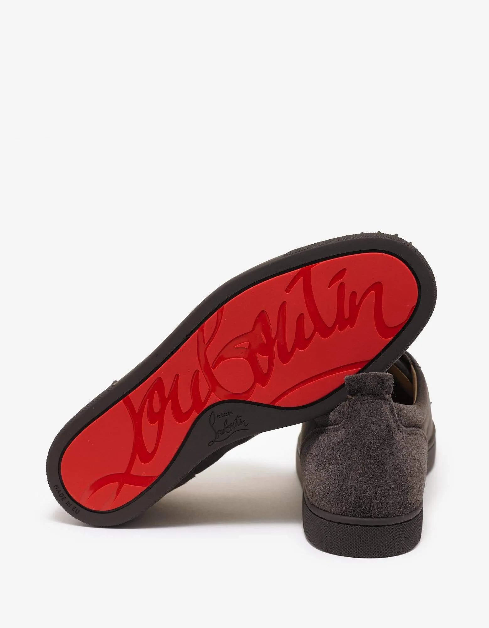 Christian Louboutin Louis Junior Spikes Flat Réglisse Brown Suede Trainers - sold by Zoo Fashions product image thumbnail 3