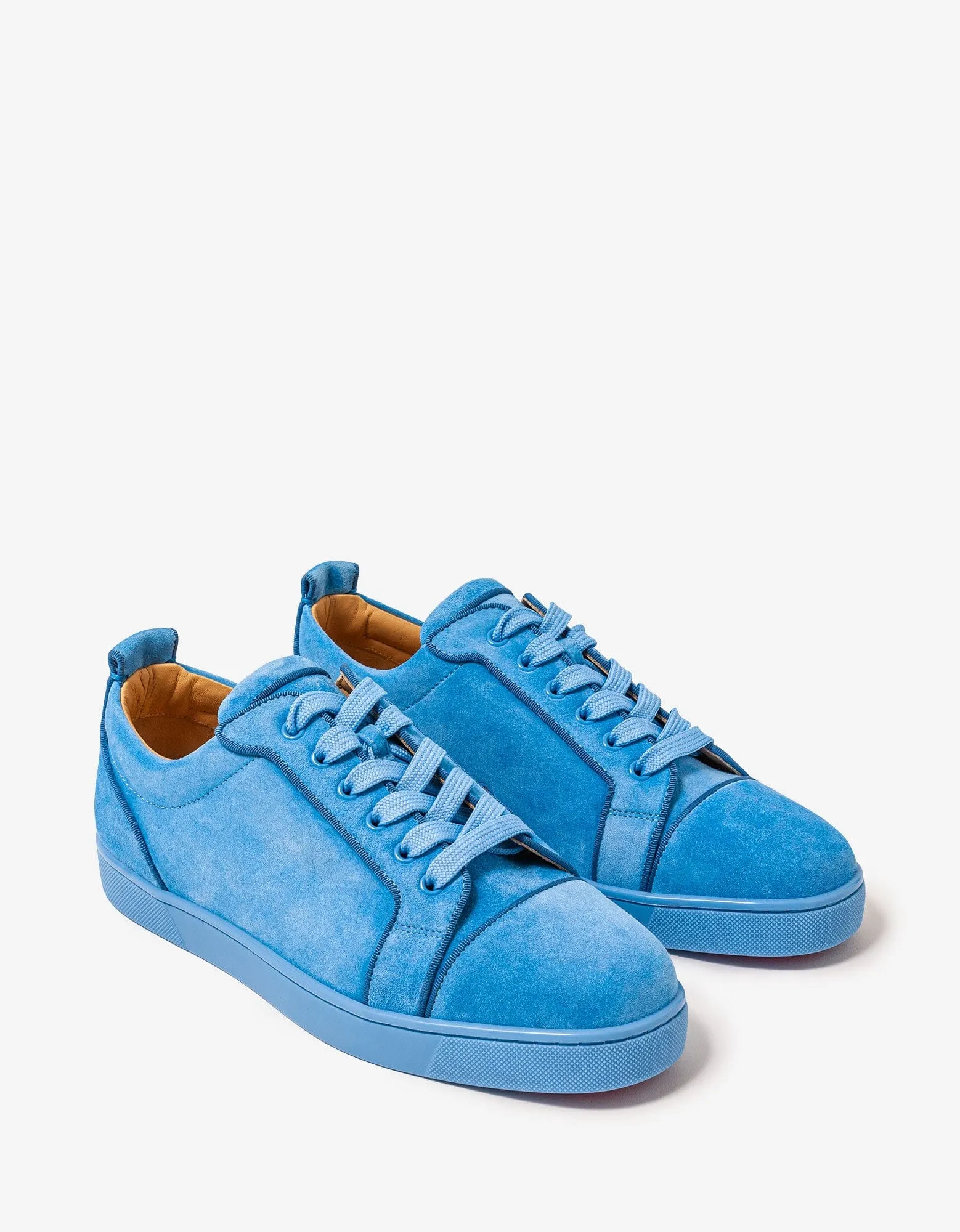Christian Louboutin Louis Junior Orlato Greek Blue Suede Trainers sold by Zoo Fashions