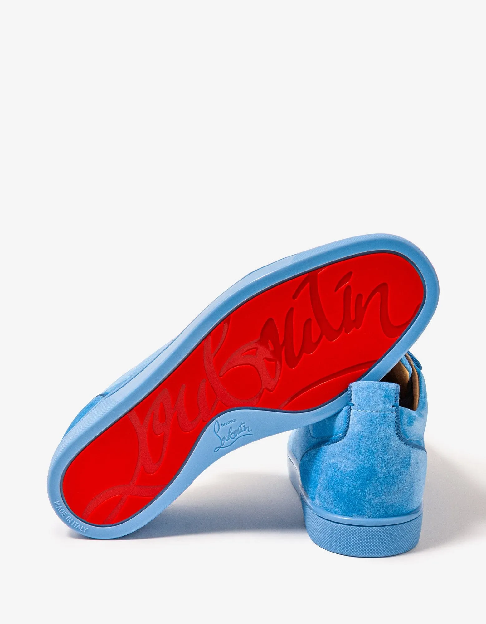 Christian Louboutin Louis Junior Orlato Greek Blue Suede Trainers sold by Zoo Fashions product image thumbnail 3