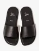 Christian Louboutin Coolraoul Black Leather Slide Sandals sold by Zoo Fashions
