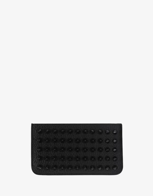 Christian Louboutin Credilou Black Leather Spikes Card Holder - sold by Zoo Fashions