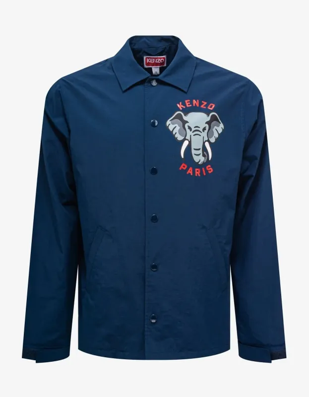 Kenzo Blue 'Kenzo Elephant' Coach Jacket made by Kenzo