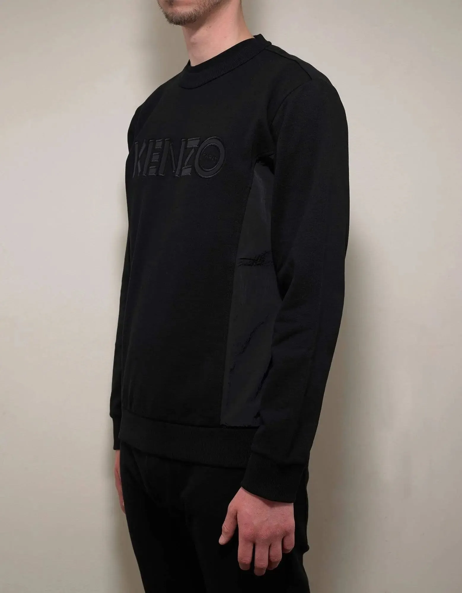 Kenzo Black Nylon Panel Logo Sweatshirt sold by Zoo Fashions product image thumbnail 4