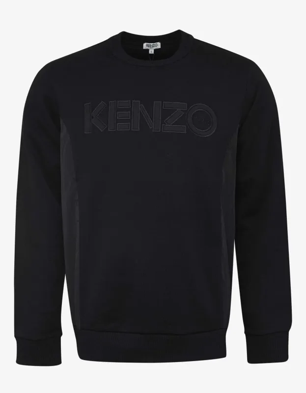 Kenzo Black Nylon Panel Logo Sweatshirt sold by Zoo Fashions