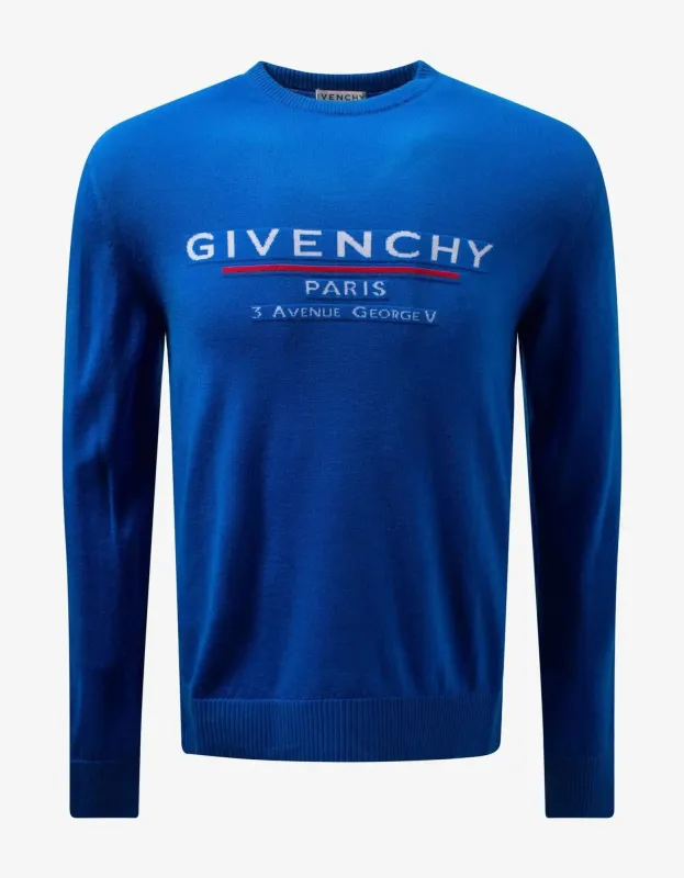 Givenchy Blue Logo Label Sweater sold by Zoo Fashions