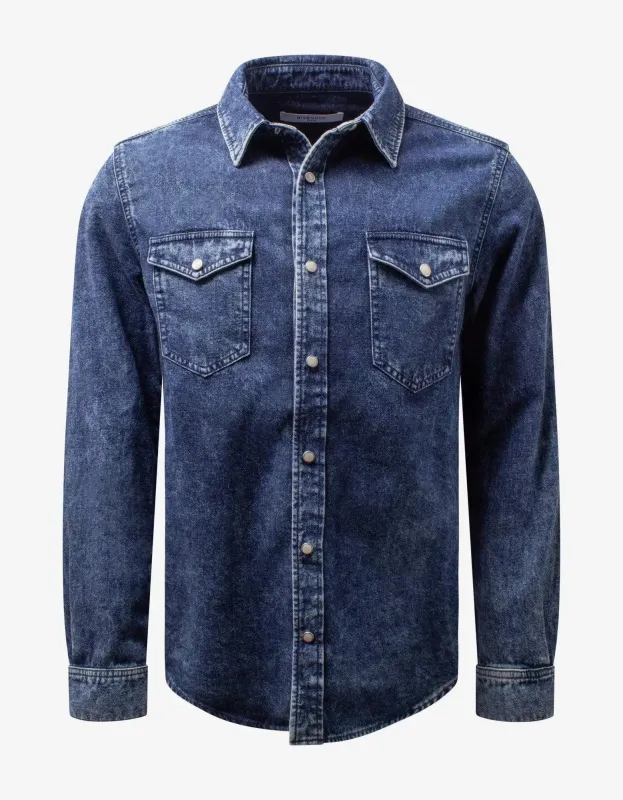 Givenchy Blue 4G Logo Band Denim Shirt sold by Zoo Fashions