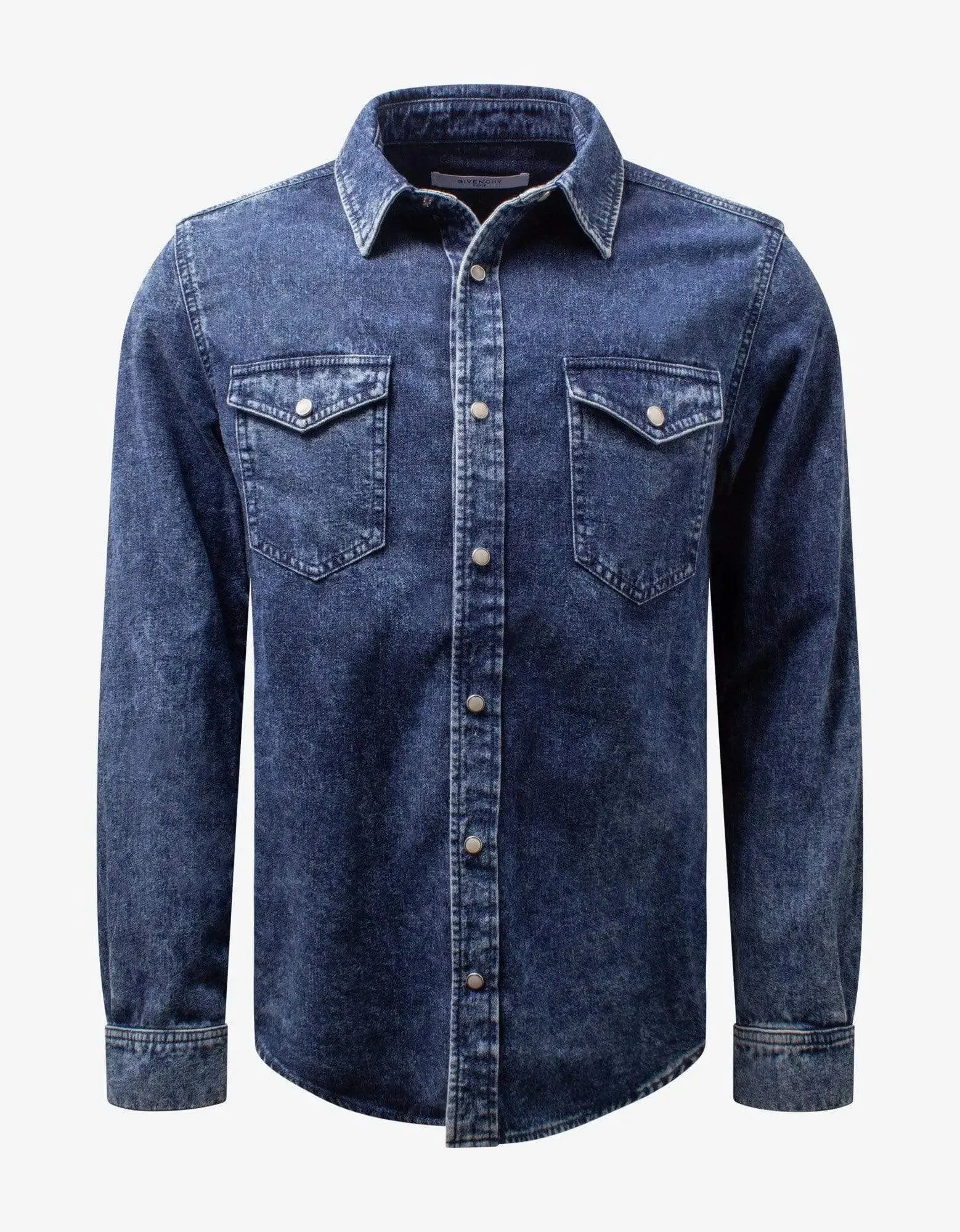 Givenchy Blue 4G Logo Band Denim Shirt sold by Zoo Fashions