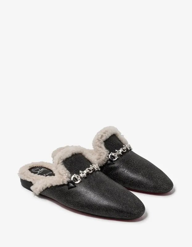 Christian Louboutin Woolito Swing Black Nappa Leather Mules sold by Zoo Fashions