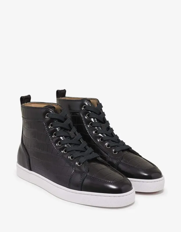 Christian Louboutin Rantus Flat Croc Embossed High Top Trainers sold by Zoo Fashions