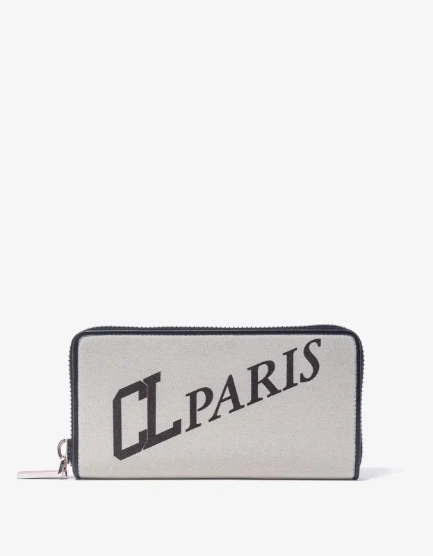 Christian Louboutin Panettone Gabardine CL Paris Grey Wallet sold by Zoo Fashions