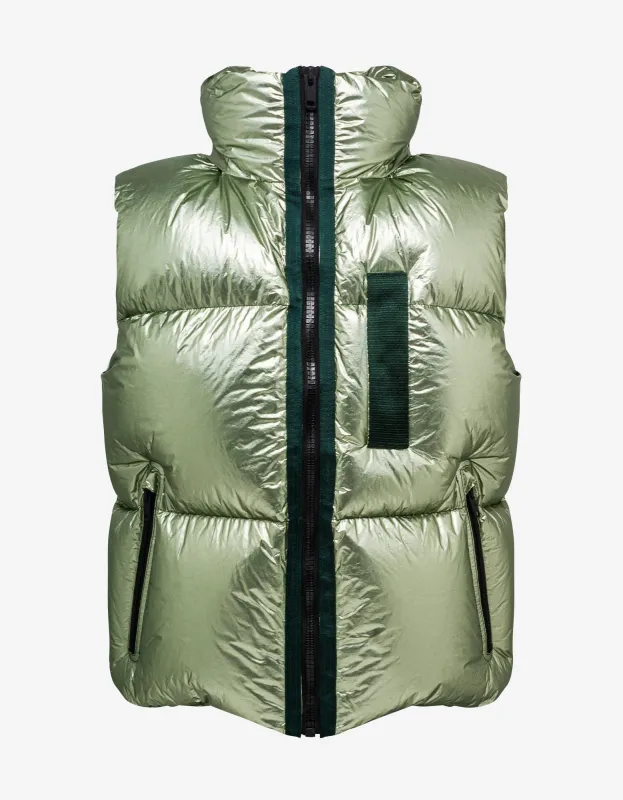 Givenchy Green Laminated Sleeveless Puffer sold by Zoo Fashions