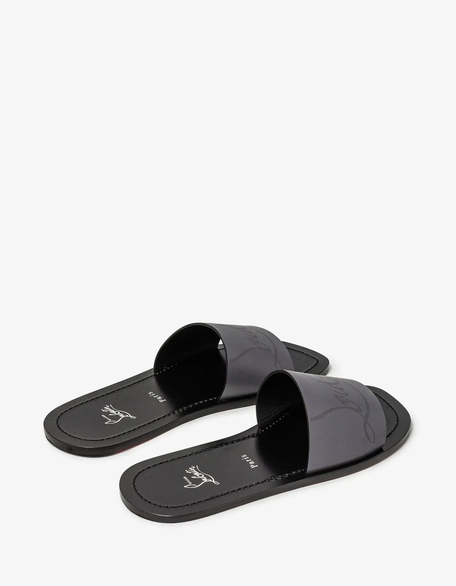 Christian Louboutin Coolraoul Grey Leather Slide Sandals sold by Zoo Fashions product image thumbnail 2
