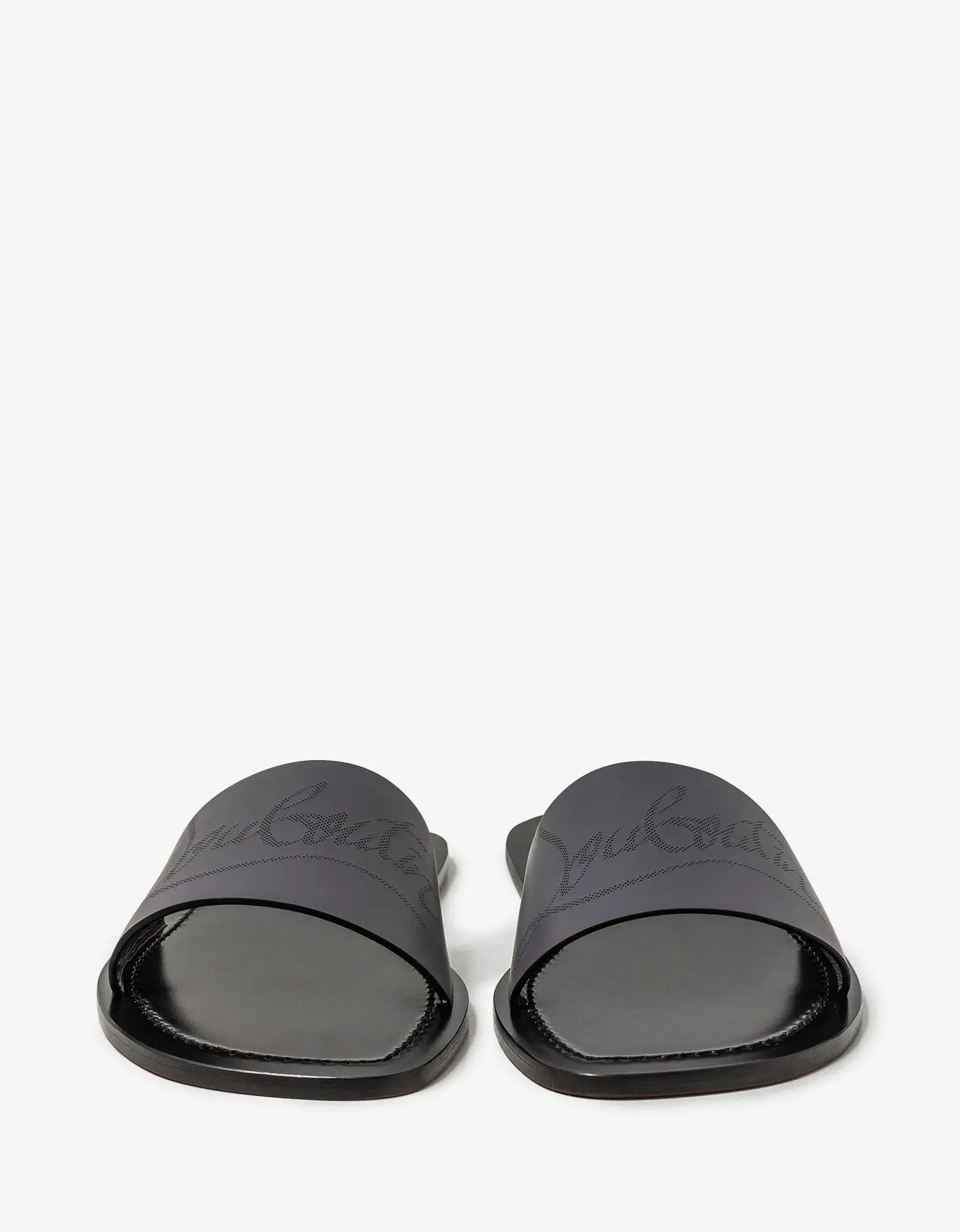 Christian Louboutin Coolraoul Grey Leather Slide Sandals sold by Zoo Fashions product image thumbnail 3