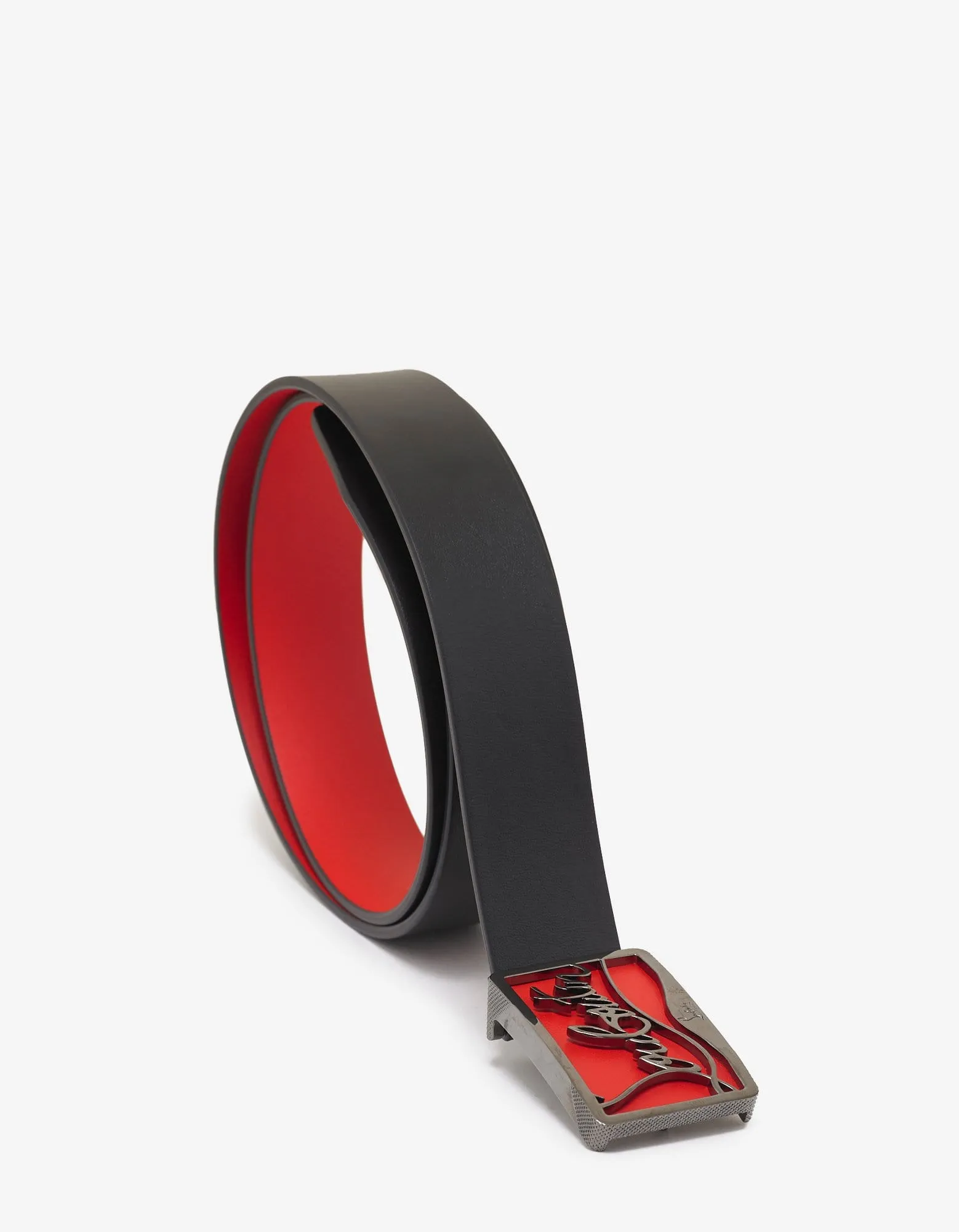 Christian Louboutin Ricky Signature Logo Buckle Black Belt sold by Zoo Fashions